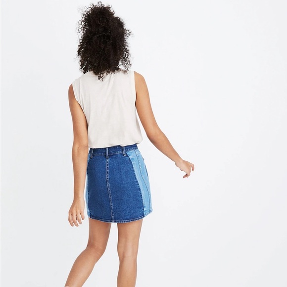 Madewell Stretch Denim Straight Mini Skirt Snap Button Closure Women’s Size 29 - Picture 2 of 13